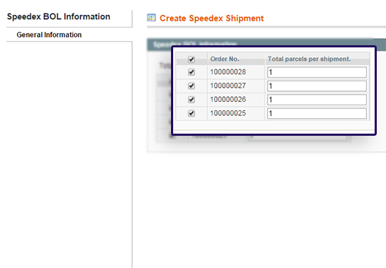 Parcels per shipment-speedex courier with magento