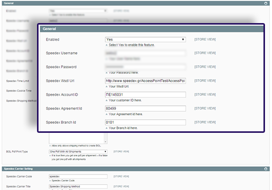 configurate speedex courier connector for magento module
