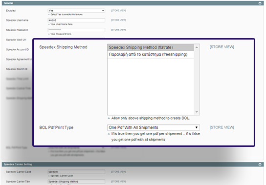 configurate speedex courier connector for magento module